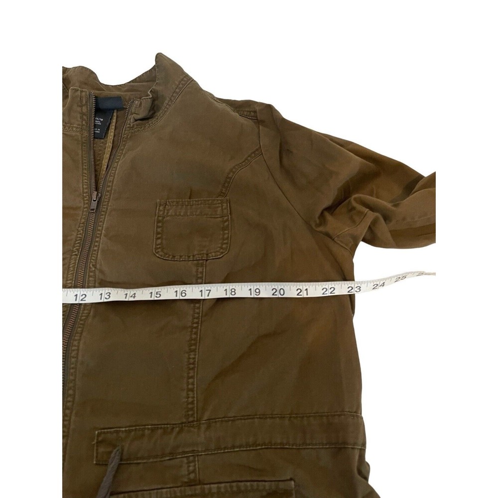Lane Bryant Women 14/16 Military Safari Jacket Brown Zip Up Roll Tab Sleeves - Picture 6 of 9